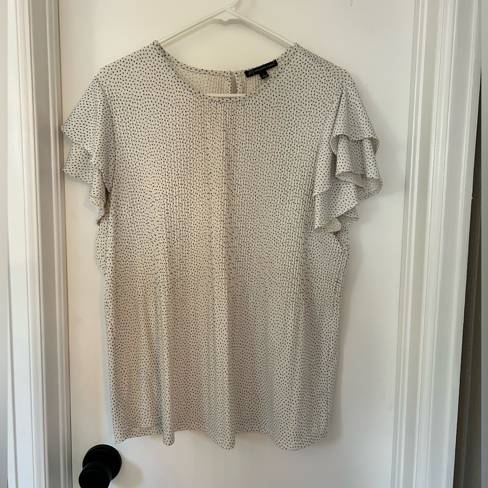 Adrianna Papell Flutter Sleeve Ruffled Blouse
